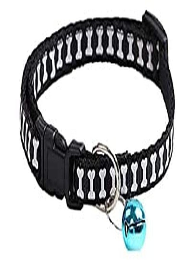 Pups&Pets Cat Cute Bone Print Dog Puppy Cat Kitten Pet Collar Adjustable Necklace with Bell, Cat Accessories (1Pcs Blue) - Image 3